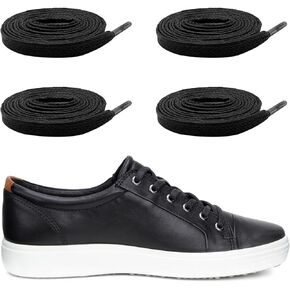 2 Pairs 1/4"(6mm) Waxed Flat Shoe Laces for Sneakers, Cotton Shoelaces Replacement for Ecco Lace Up Leather Sneaker