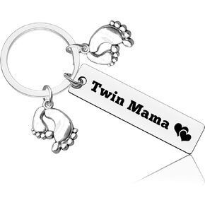 Twin Mom Keychain Gift Mom of Twins Jewelry Gift Mother of Twins Gift Keychain New Mom Jewelry Pregnancy Announcement Gift for Mom First Time Mom Gift Mommy To Be Gifts
