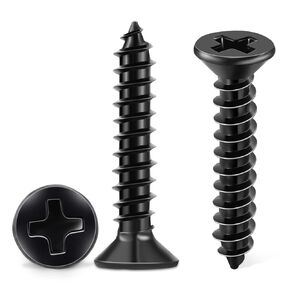 100 PCS #8 X 5/8 Inch Black Oxide Coated Flat Head Phillips Wood Screw, Stainless Steel 18-8 (A2) Fully Threaded 8 X 5/8'' Multipurpose Screws