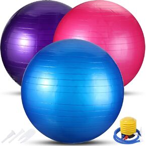 Jerify 3 Pcs Exercise Ball Inflatable Yoga Ball for Pregnancy Pilates Ball Core Ball Workout Equipment with Pump and Plug for Chair Fitness Stability Balance Birthing Gym Office Home Support 330lbs