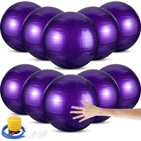 Jerify 10 Pcs Pilate Ball Exercise Ball Bulk Yoga Ball for Fitness Pregnancy Birthing, Core Ball Chair Workout Equipment with Pump and Plug for Office Home Gym, Supporting 330lbs