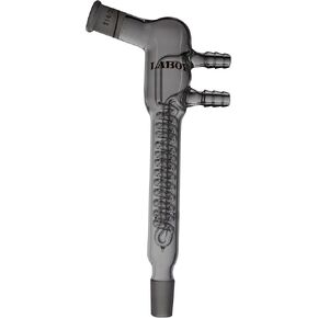 مكثف ارتداد زجاجي من Laboy مزود بمفصل خارجي بزاوية 14/20 ومفصل داخلي سفلي بطول 100 مم في الملف مع وصلات خرطوم 8 مم، جهاز زجاجي لمختبر الكيمياء العضوية in Kuwait