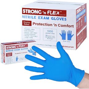 STRONG 'n FLEX® Premium Nitrile Exam Gloves-Powder-Free-ChemoRated-4.5mil-Higher Protection & Comfort-MultiPurpose-1000/Case