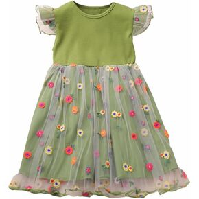 LitBud Tulle Dress for Girls Birthday Outfit Party Dresses Toddler Short Sleeve Causal Summer Tutu Skirts for 1-8 Years
