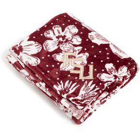 بطانية Vera Bradley Collegiate القطيفة مقاس XL (تتوفر فرق متعددة)، حديقة المطر المارون/الأبيض مع جامعة ولاية فلوريدا