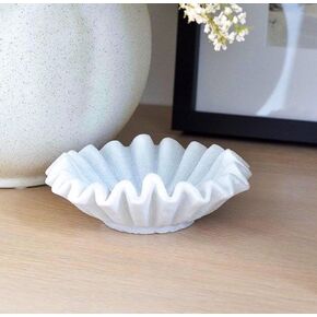 Handmade Marble Scalloped Bowl - 6 inches/Decorative Ruffle Bowl/Home Decor Bowl/Natural Marble Ruffle Bowl/Vintage Ring Bowl/Handcrafted White Marble Bowl