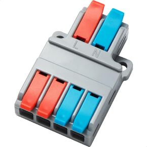GKEEMARS 10Pcs Wire Connectors, Compact Splicing Connector Push-in Conductor Terminal Blocks (2 in 4 Out)