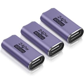 ELUTENG USB C Female to Female Adapter 3 Pack USB Type C Coupler Extender Up to 240W Charging Aluminum USB C to USB C Connector for Thunderbolt, Switch, MacBook, Laptop, Tablet, Phone