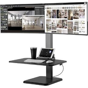 محول مكتب قائم قابل للتعديل بارتفاع 32 بوصة من AVLT مزود بسطح عمل واسع مقاس 28 بوصة × 18.9 بوصة للجلوس على طاولة الوقوف وبصمة قدم صغيرة قوية in Kuwait