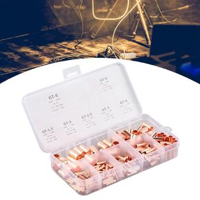 Copper Capillary Tube Copper Tube Connector Kits Gold Copper 250Pcs Copper Tube Connector Kits Terminal Connecting Set Wire Hardware Supplies