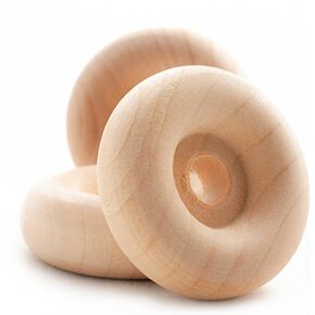 Pinehurst Crafts Wooden Toy Wheels w/Recessed Hub, 1-1/4 Inch Diameter x 7/16 Inch Thick (1/4 Inch Hole), Pack of 24