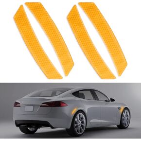 4PCS Reflective Wheel Eyebrow Car Stickers,Carbon Fiber Anti-Collision Car Reflective Stickers for Bumpers,Fenders,Doors,Universal Warning Reflective Strip Car Exterior Accessories (Red)
