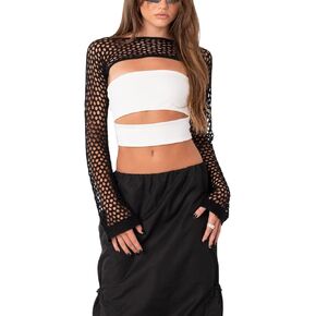 المرأة طويلة الأكمام بوليرو تجاهلت سترة مفتوحة الجبهة Y2K المحاصيل القمم قطرة الكتف الصلبة فضفاض سترة مشغولة من الصوف in Kuwait