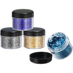 PATIKIL Holographic Chunky Glitter, 4 Jars Craft Glitter Powder for Resin Iridescent Glitter Flakes for Art Crafts Face Body Nail Decorations, 4Color