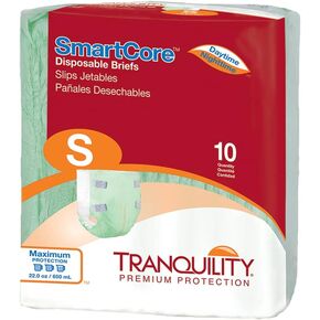 Tranquility SmartCore Adult Disposable Briefs, Incontinence Control with Breathable Kufguard Technology, Fastening Tabs & Wetness Indicator, Latex-Free, Adult Medium, 28oz Capacity, 96ct Case