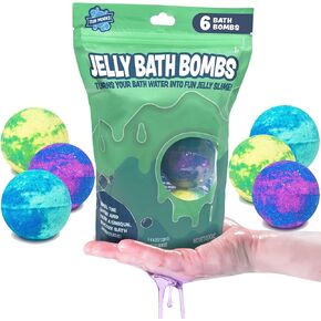 Tub Works® Jelly Bath Slime Bombs, 6 Pack | Bath Bombs for Kids That Turn Bath Water Into Colorful Jelly Slime | Nontoxic | Unique Kids Bath Bombs with Surprise Slime Texture | Sensory Fun Bath Toys