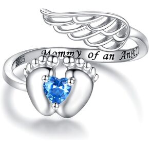 Sterling Silver Miscarriage Ring Mother - Loss of Pregnancy Rings Infant Loss Jewelry Memorial Losing Child Gifts for Women Mom (12-December-Tanzanite Color)