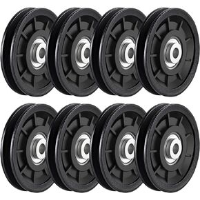 8Pcs 3.5" Nylon Bearing Pulley Wheel Replacement for Gym Equipment Part Cable Machine Universal Wear-Proof Nylon Pulley System Gym Attachments
