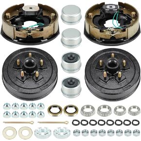 5 on 4.5" Bolt Circle Drum Kits w/ 10" x 2-1/4" Left and Right Self-Adjusting Electric Brake for 3,500lbs Trailer Axle