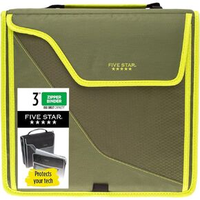 Five Star Zipper Binder, 3 Inch 3-Ring Binder for School, 5-Tab Expanding File, 850 Sheet Capacity, Removable Padded Case, Navy/Pink (292960D)