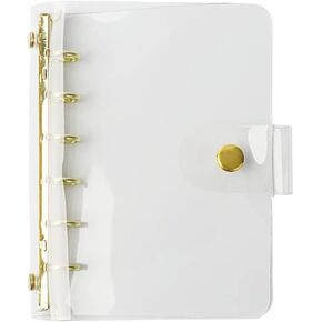 A5 6-Ring Clear PVC Binder Planner Cover Gold Rings Loose Leaf Notebook Binder Transparent Refillable Notebook Shell Protector (Clear PVC Style Gold Tone, A5(6.8x9.2"))