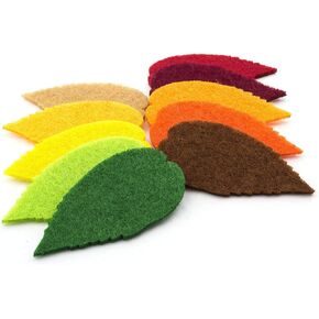 Summer-Ray 100pcs Felt Leaves Laser Cutout Embellishment in 10 Colors - Color Set #2
