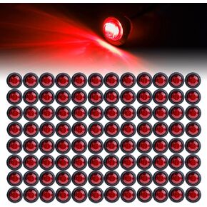 100 Pcs 3/4 Inch Small Round Amber Sealed Button Side Marker Lights Fit for Trailer Truck Lorry SUV ATV RV Bus Clearance Signal Lamps Universal 12V DC
