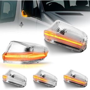LED Side Mirror Turn Signal Lights Compatible with Mercedes Benz Sprinter W906,VW Crafter 2006-2021 Amber Mirror Indicator Lamps Smoked Lens (Clear Lens)