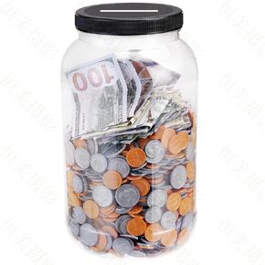 Large Clear Coin Bank Jar with Slotted Lid, One Gallon Plastic Money Tip Change Savings Coin Jar for Coin or Raffle Ticket, Big Clear Money Coin Tip Piggy Change Bank Box for Adults Teens