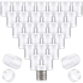 30 Pieces Half Dollar Coin Holder 1.8 x 1.3 Inch Half Coin Storage Tube Quarter Tubes Plastic Coin Tubes Coin Penny Tube Coin Container with Screw Lid Containers for Coins Collection Supplies