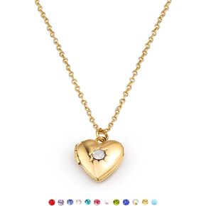 Birthstone Necklace for Women Girls - Heart Locket Pendant Necklace That Holds Picture