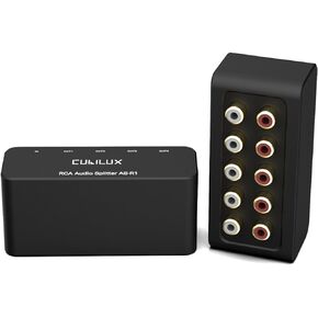 Cubilux AS-R1 4 Way RCA Audio Splitter Box, 4-Channel Stereo RCA Splitter, Passive Audio RCA Splitter-Made with Aluminum Alloy (1 in 4 Out)