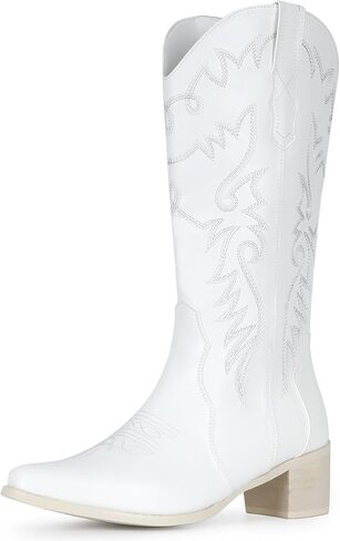 Cowboy Boots For Women Pointy Toe Women's Western Boots Cowgirl Boots Mid Calf Boots in Saudi Arabia