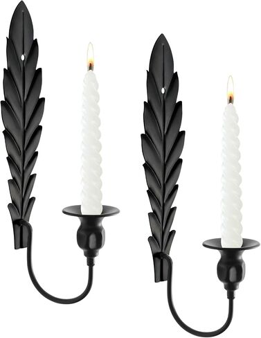 Anndason Set of 2 Black Wall Candle Sconces Wall Candle Holder Unique Decorative Wall Candlestick Holder Candle Sconces Wall Decor for Home Decor, Wedding, Dinning, Party (Black) in Saudi Arabia