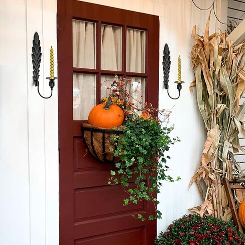 Anndason مجموعة من 2 شمعدان حائط أسود، حامل شموع حائطي فريد من نوعه للديكور، حامل شمعدان حائطي، شمعدانات شمعدان لتزيين الحائط لديكور المنزل، الزفاف، الطعام، الحفلات (أسود) in Kuwait