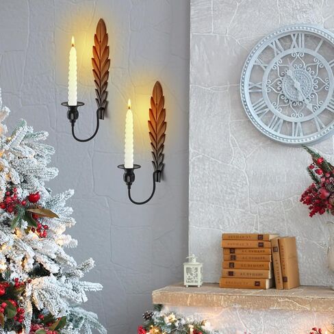 Anndason مجموعة من 2 شمعدان حائط أسود، حامل شموع حائطي فريد من نوعه للديكور، حامل شمعدان حائطي، شمعدانات شمعدان لتزيين الحائط لديكور المنزل، الزفاف، الطعام، الحفلات (أسود) in Kuwait