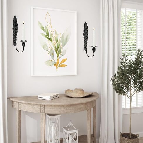 Anndason مجموعة من 2 شمعدان حائط أسود، حامل شموع حائطي فريد من نوعه للديكور، حامل شمعدان حائطي، شمعدانات شمعدان لتزيين الحائط لديكور المنزل، الزفاف، الطعام، الحفلات (أسود) in Kuwait