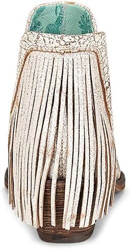 CORRAL Women's LD Natural Python Fringe Shoe 4.5" Shaft Leather Sole Pointed Toe Python/Cowhide Leather Urban Bootie, White Size 10 in Saudi Arabia