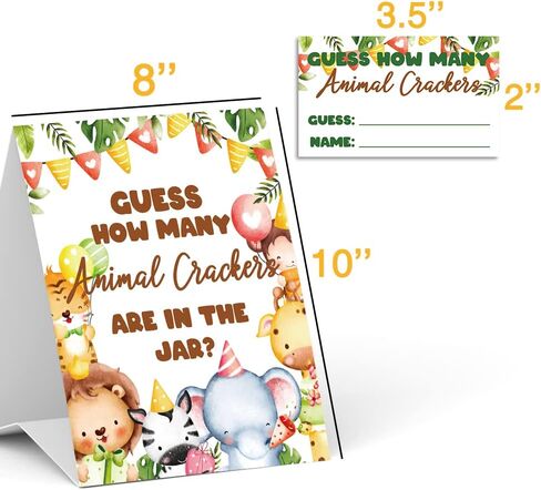 ألعاب استحمام الأطفال من Lovely Jungle Animals تخمين كم عدد الحيوانات المفرقعات، للجنسين (علامة واحدة و50 بطاقة تخمين)، زينة حمام الطفل، لعبة تخمين حمام الطفل - DLM322 in Kuwait