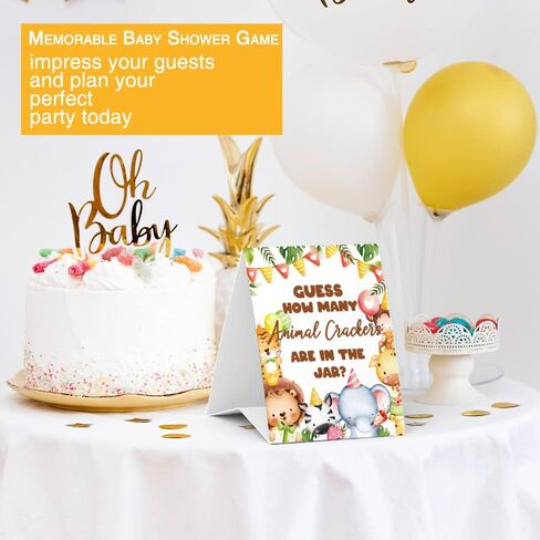 ألعاب استحمام الأطفال من Lovely Jungle Animals تخمين كم عدد الحيوانات المفرقعات، للجنسين (علامة واحدة و50 بطاقة تخمين)، زينة حمام الطفل، لعبة تخمين حمام الطفل - DLM322 in Kuwait