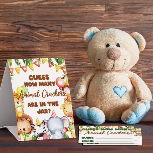 ألعاب استحمام الأطفال من Lovely Jungle Animals تخمين كم عدد الحيوانات المفرقعات، للجنسين (علامة واحدة و50 بطاقة تخمين)، زينة حمام الطفل، لعبة تخمين حمام الطفل - DLM322 in Kuwait