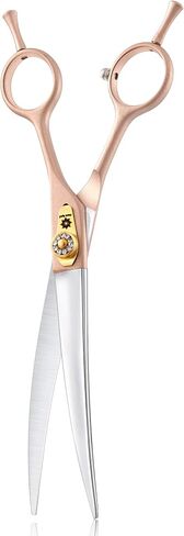 7 Inches Professional Pet Grooming Scissor, 440C Japanese Steel Straight & Curved & Thinning & Chunker Shears/Scissors for Dog Cat and More Pets (7 inch-Grooming Scissors Set) in Saudi Arabia