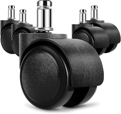 Office Chair Wheels - 2 Inch Chair Caster Wheel Set of 5, Replacement Supports 1000 lbs, No Noise, Suitable for All Floor（Black） (Wheels-002-38) in Saudi Arabia