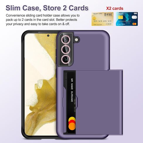 حافظة SAMONPOW لهاتف Samsung Galaxy S22+ Plus مع واقي شاشة + غطاء كاميرا + حبل 5 في 1 لهاتف Samsung Galaxy S22 Plus حافظة هاتف محفظة وحامل بطاقات حافظة مقاومة للصدمات لهاتف Samsung S22 Plus 5G 6.6 بوصة in Kuwait