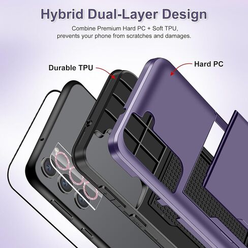 حافظة SAMONPOW لهاتف Samsung Galaxy S22+ Plus مع واقي شاشة + غطاء كاميرا + حبل 5 في 1 لهاتف Samsung Galaxy S22 Plus حافظة هاتف محفظة وحامل بطاقات حافظة مقاومة للصدمات لهاتف Samsung S22 Plus 5G 6.6 بوصة in Kuwait