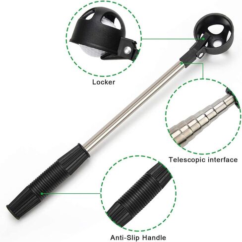 Golf Ball Retriever, Stainless Golf Ball Retriever for Water Telescopic, Ball Retriever Tool Golf with Automatic Locking Scoop, Golf Accessories Golf Gift for Men in Saudi Arabia