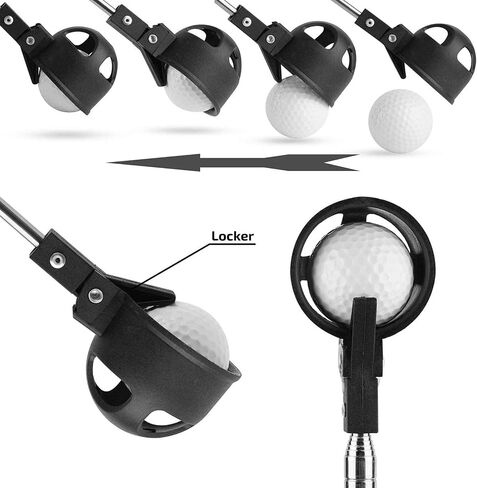 Golf Ball Retriever, Stainless Golf Ball Retriever for Water Telescopic, Ball Retriever Tool Golf with Automatic Locking Scoop, Golf Accessories Golf Gift for Men in Saudi Arabia