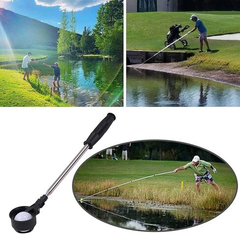 Golf Ball Retriever, Stainless Golf Ball Retriever for Water Telescopic, Ball Retriever Tool Golf with Automatic Locking Scoop, Golf Accessories Golf Gift for Men in Saudi Arabia