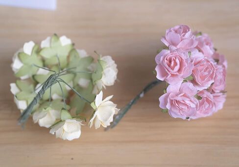 100 pcs Mulberry Paper Mini Roses Artificial Flowers with Stems Size 20mm for Craft (Light Pink) in Saudi Arabia