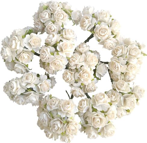 100 pcs Mulberry Paper Mini Roses Artificial Flowers with Stems Size 20mm for Craft (Light Pink) in Saudi Arabia